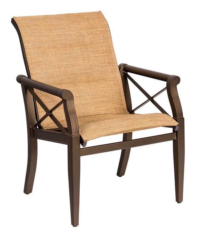Andover Padded Sling Aluminum Low Back Dining Chair by Woodard - Image 2